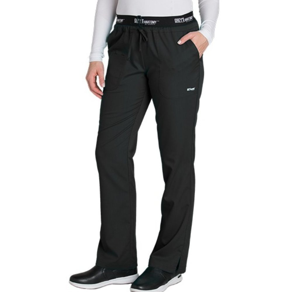 Grey's Anatomy Aubrey Black Scrub Pants - Elastic Waist Low-Rise